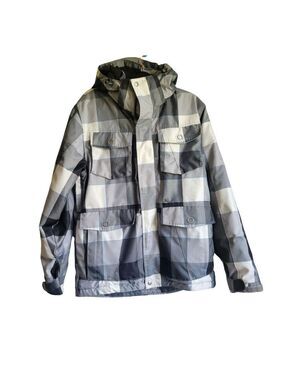 Ripzone Plaid Jacket Black White Gray Medium